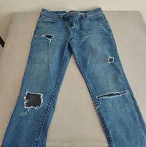 Free People Distressed SkinnyJeans W/ mesh inserts